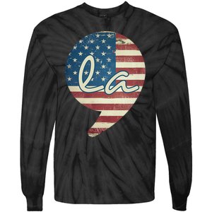 Comma La Funny Kamala Harris Usa Flag Tie-Dye Long Sleeve Shirt