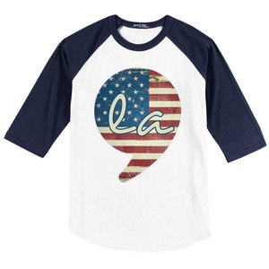 Comma La Funny Kamala Harris Usa Flag Baseball Sleeve Shirt