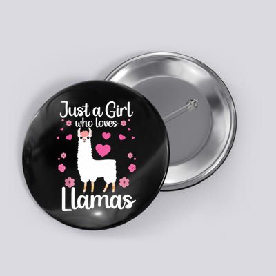 Cute Llama For Girl Farming Llama Lovers Alpaca Farm Button