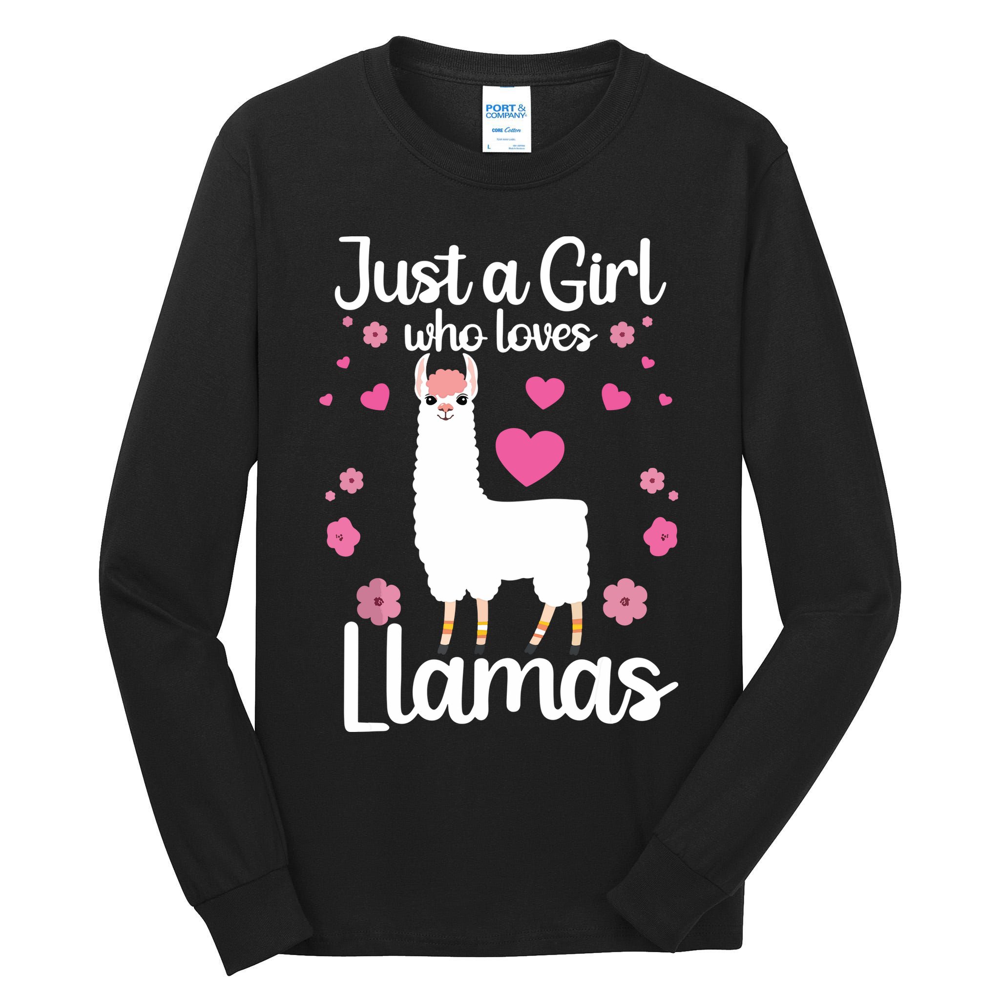 Cute Llama For Girl Farming Llama Lovers Alpaca Farm Tall Long Sleeve T-Shirt