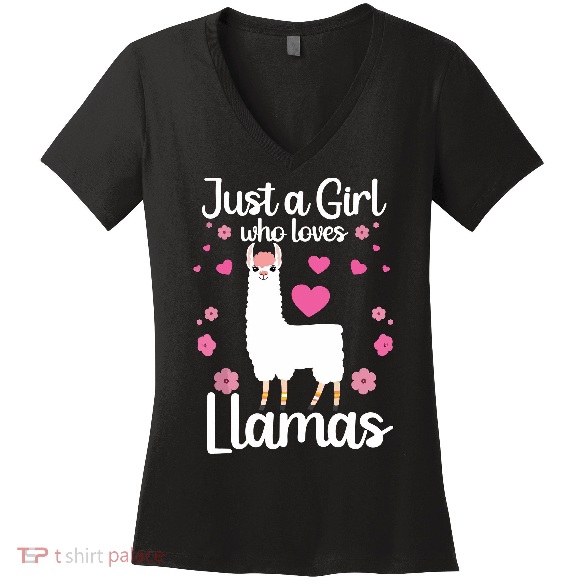 Cute Llama For Girl Farming Llama Lovers Alpaca Farm Women's V-Neck T-Shirt