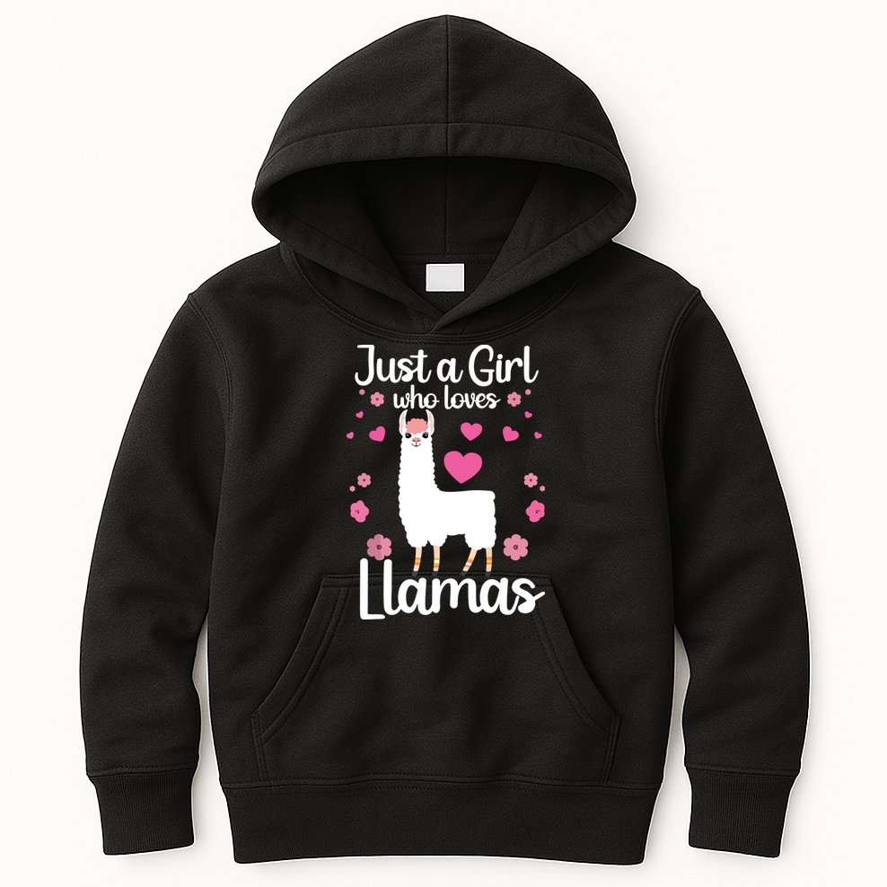 Cute Llama For Girl Farming Llama Lovers Alpaca Farm Kids Hoodie
