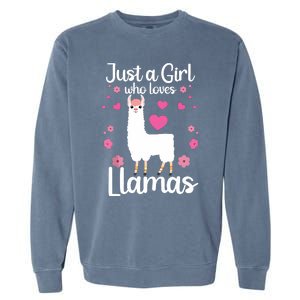 Cute Llama For Girl Farming Llama Lovers Alpaca Farm Garment-Dyed Sweatshirt