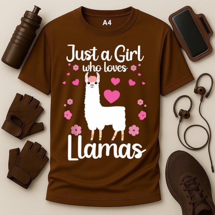 Cute Llama For Girl Farming Llama Lovers Alpaca Farm Cooling Performance Crew T-Shirt