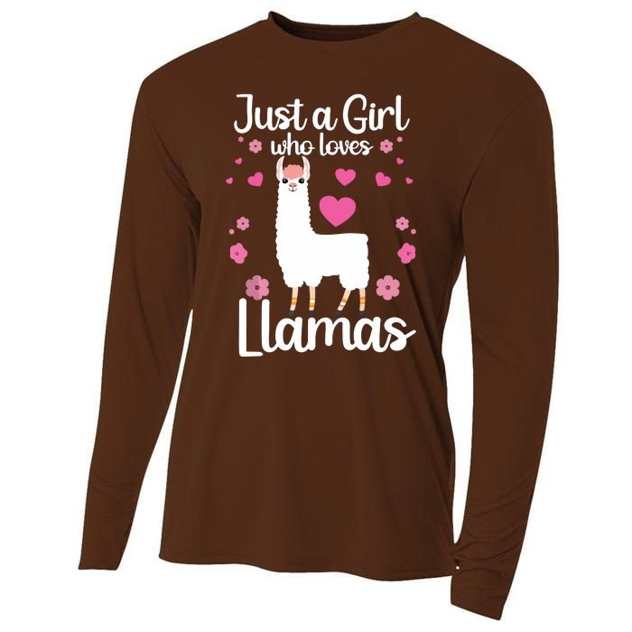 Cute Llama For Girl Farming Llama Lovers Alpaca Farm Cooling Performance Long Sleeve Crew