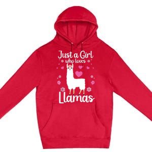 Cute Llama For Girl Farming Llama Lovers Alpaca Farm Premium Pullover Hoodie