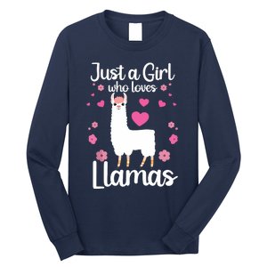 Cute Llama For Girl Farming Llama Lovers Alpaca Farm Long Sleeve Shirt