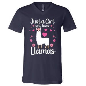 Cute Llama For Girl Farming Llama Lovers Alpaca Farm V-Neck T-Shirt