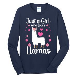 Cute Llama For Girl Farming Llama Lovers Alpaca Farm Tall Long Sleeve T-Shirt