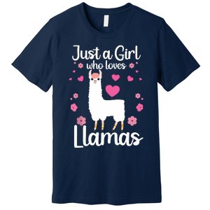 Cute Llama For Girl Farming Llama Lovers Alpaca Farm Premium T-Shirt