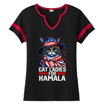 Cat Ladies For Kamala Harris Funny Cat Ladies Halftime Notch Neck Tee