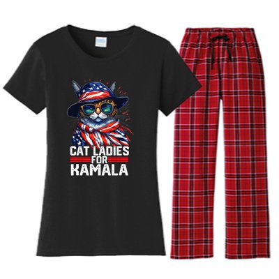 Cat Ladies For Kamala Harris Funny Cat Women's Flannel Pajama Set