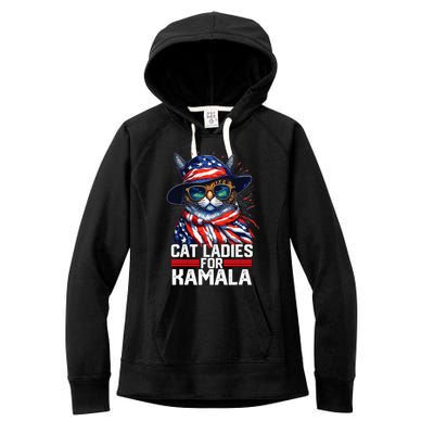 Cat Ladies For Kamala Harris Funny Cat Women's Fleece Hoodie