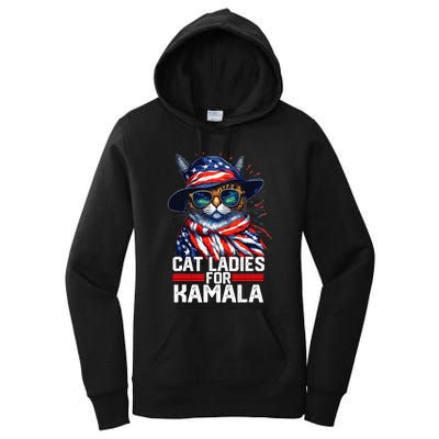 Cat Ladies For Kamala Harris Funny Cat Women's Pullover Hoodie