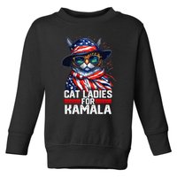 Cat Ladies For Kamala Harris Funny Cat Toddler Sweatshirt