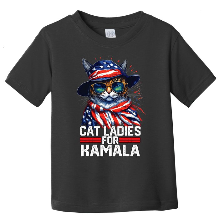 Cat Ladies For Kamala Harris Funny Cat Toddler T-Shirt