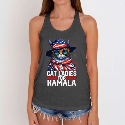 Cat Ladies For Kamala Harris Funny Cat Women's Knotted Racerback Tank