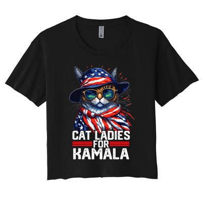 Cat Ladies For Kamala Harris Funny Cat Women's Crop Top Tee