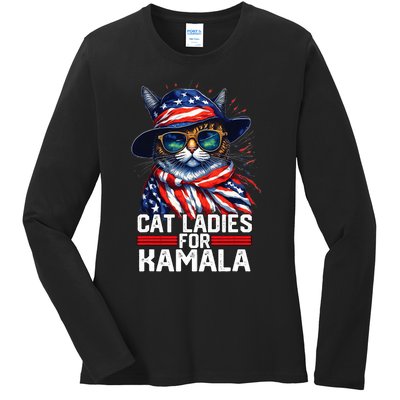 Cat Ladies For Kamala Harris Funny Cat Ladies Long Sleeve Shirt