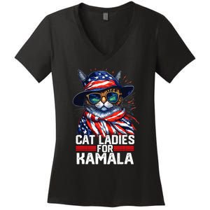 Cat Ladies For Kamala Harris Funny Cat Women's V-Neck T-Shirt