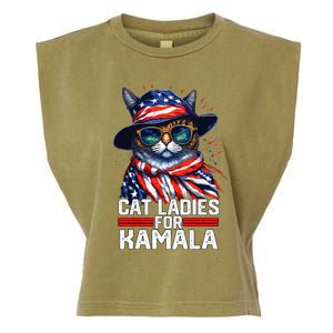 Cat Ladies For Kamala Harris Funny Cat Garment-Dyed Women's Muscle Tee