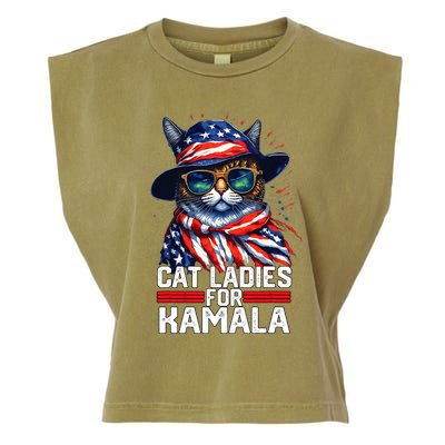 Cat Ladies For Kamala Harris Funny Cat Garment-Dyed Women's Muscle Tee