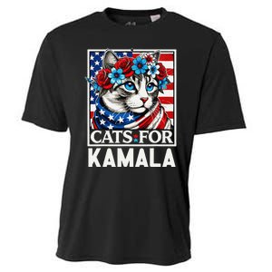 Cat Ladies For Kamala Funny Cat 2024 President Kamalaharris Gift Cooling Performance Crew T-Shirt