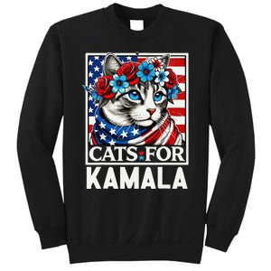 Cat Ladies For Kamala Funny Cat 2024 President Kamalaharris Gift Sweatshirt