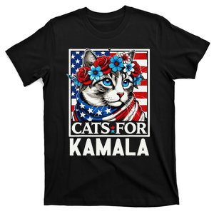 Cat Ladies For Kamala Funny Cat 2024 President Kamalaharris Gift T-Shirt