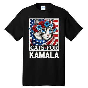 Cat Ladies For Kamala Funny Cat 2024 President Kamalaharris Gift Tall T-Shirt