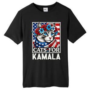 Cat Ladies For Kamala Funny Cat 2024 President Kamalaharris Gift Tall Fusion ChromaSoft Performance T-Shirt