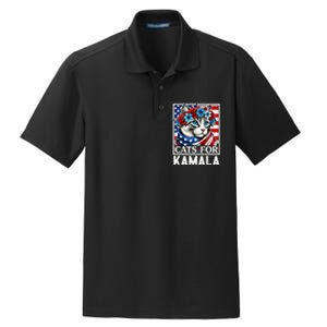 Cat Ladies For Kamala Funny Cat 2024 President Kamalaharris Gift Dry Zone Grid Polo