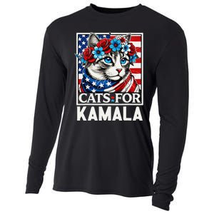 Cat Ladies For Kamala Funny Cat 2024 President Kamalaharris Gift Cooling Performance Long Sleeve Crew