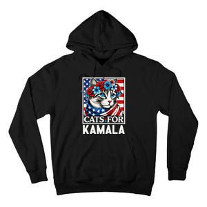 Cat Ladies For Kamala Funny Cat 2024 President Kamalaharris Gift Tall Hoodie