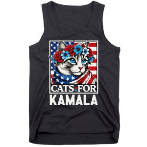 Cat Ladies For Kamala Funny Cat 2024 President Kamalaharris Gift Tank Top