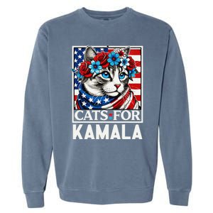 Cat Ladies For Kamala Funny Cat 2024 President Kamalaharris Gift Garment-Dyed Sweatshirt