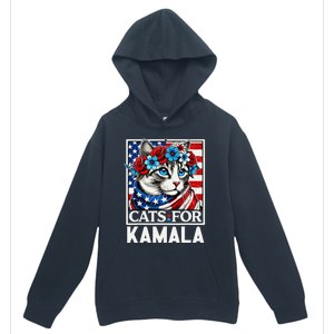 Cat Ladies For Kamala Funny Cat 2024 President Kamalaharris Gift Urban Pullover Hoodie