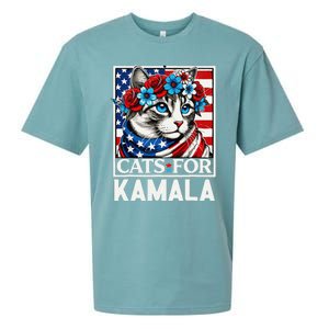 Cat Ladies For Kamala Funny Cat 2024 President Kamalaharris Gift Sueded Cloud Jersey T-Shirt