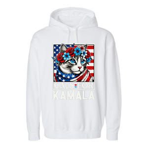 Cat Ladies For Kamala Funny Cat 2024 President Kamalaharris Gift Garment-Dyed Fleece Hoodie