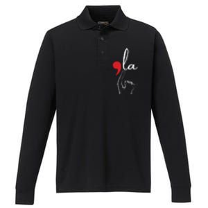 Cat Ladies For Kamala Funny Cat 2024 President Kamala Harris Performance Long Sleeve Polo