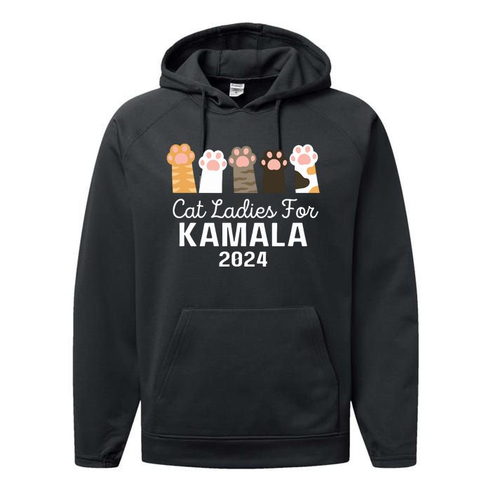 Cat Ladies For Kamala 2024 Performance Fleece Hoodie