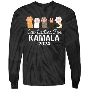 Cat Ladies For Kamala 2024 Tie-Dye Long Sleeve Shirt