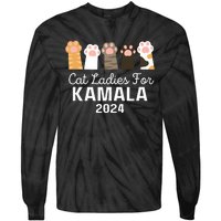 Cat Ladies For Kamala 2024 Tie-Dye Long Sleeve Shirt