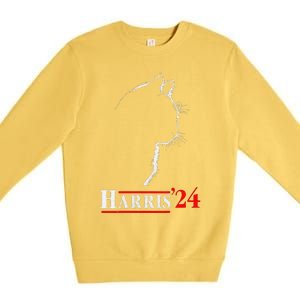 Cat Ladies For Kamala Funny Cat 2024 President Kamala Harris Premium Crewneck Sweatshirt