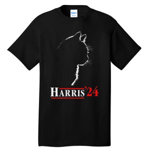 Cat Ladies For Kamala Funny Cat 2024 President Kamala Harris Tall T-Shirt