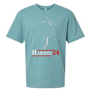 Cat Ladies For Kamala Funny Cat 2024 President Kamala Harris Sueded Cloud Jersey T-Shirt