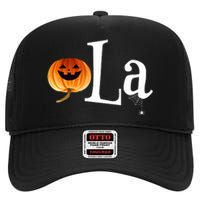 Comma La Funny Kamala Harris Halloween Pumpkin High Crown Mesh Back Trucker Hat