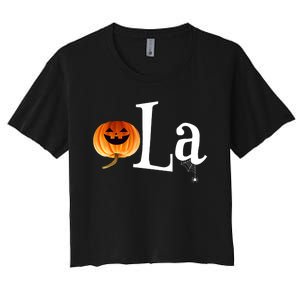 Comma La Funny Kamala Harris Halloween Pumpkin Women's Crop Top Tee