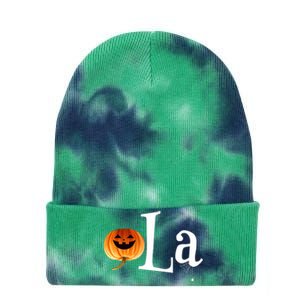 Comma La Funny Kamala Harris Halloween Pumpkin Tie Dye 12in Knit Beanie