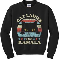 Cat Ladies For Kamala Harris President 2024 Funny Cat Lady Gift Kids Sweatshirt